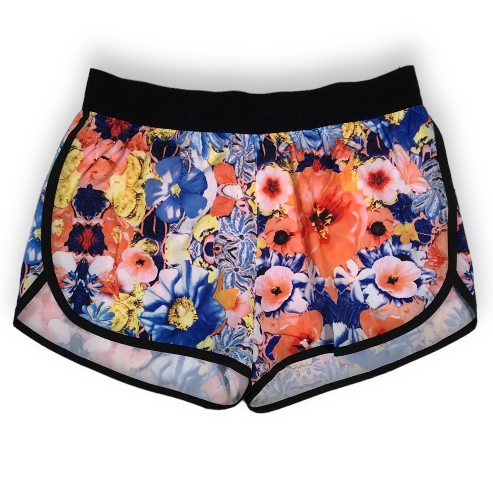 EVERLAST Contrast Trim Dark Floral Dolphin Running Shorts